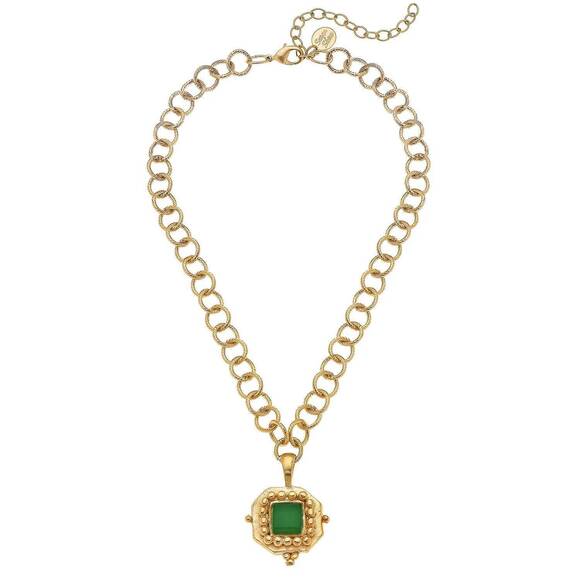 SUSAN SHAW Jewelry - NEW SUSAN SHAW women's french glass necklace in emerald